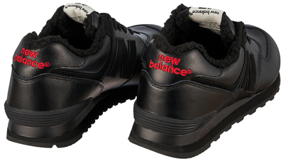 New Balance 574 All Black Leather с мехом