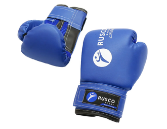 Перчатки бокс. RUSCO SPORT кож.зам. синие, 4/6/8/10 унций