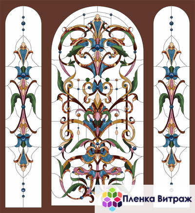 Витражная пленка, витражная пленка самоклеющаяся, пленочный витраж с классическим рисунком