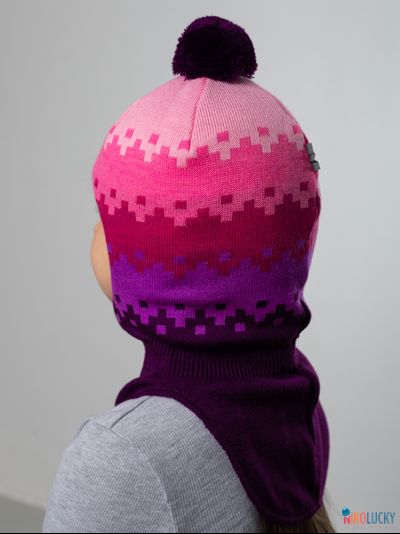 Шапка-шлем  20101-06, цвет сливовый,сиреневый,розовый р. 52-54