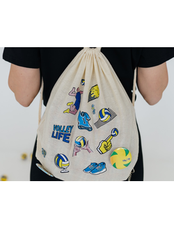 Рюкзак холщовый со стикерами