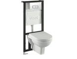 Vitra Form 300 подвесной унитаз с сиденьем микролифт инсталляцией 740-5800-01 и кнопкой 740-0680 хром