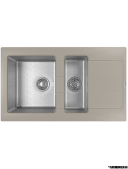 Кухонная комбинированная керамическая + нерж мойка Florentina КОМБИ 860К Антрацит, грей, жасмин, песочный, шампань