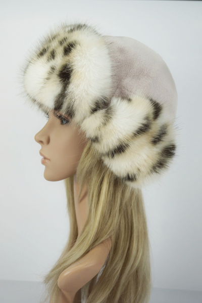 Ушанка "НОН-СТОП" пудра + рысь (со всех сторон)