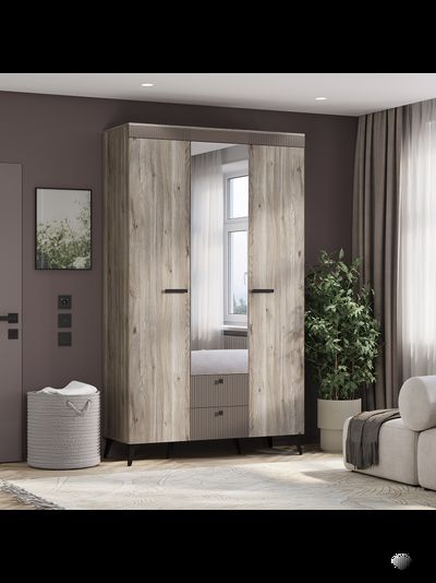 Кассандра ШК-08 шкаф 3-х створчатый Дуб смоки/Дуб смоки, MF-14