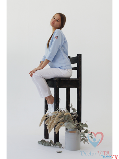 Блуза «Лодочка», голубая