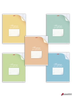 Тетрадь 12 л., HATBER, частая косая линия, обложка картон, «С уголком» (5 видов). 103533