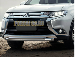 Защита переднего бампера двойная d57+d42 для Mitsubishi Outlander 2018 - ... ( Митсубиси Аутлендер 2018)