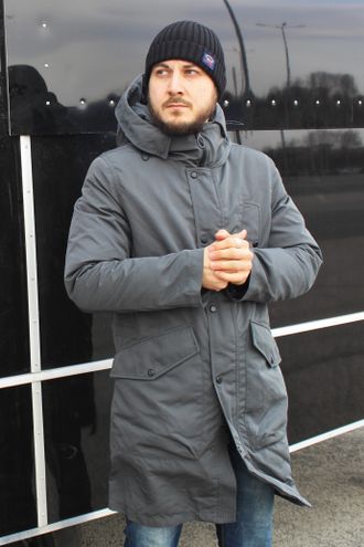 Оригинал Куртка - Парка 3 в 1 на пуху Selected Homme Delonix Серый