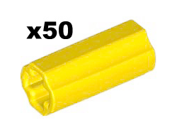 Technic, Axle Connector 2L Smooth with x Hole + Orientation, Yellow (6538c / 4519010)
