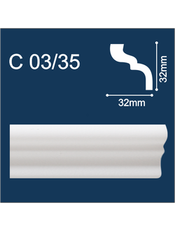 С03/35  плинтус потолочный экструдированный, белый