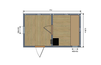 Каркасная баня 4х2.35