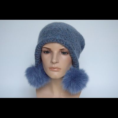 Шапка ушанка фиолетовая с помпонами Vizio Италия 8022