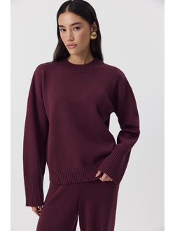 Джемпер из мериносовой шерсти с круглым вырезом (сливовый)