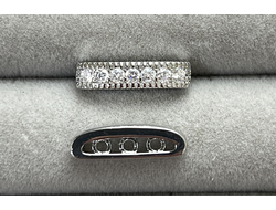 Бусина родий цирконы 3 ряда 4х16мм