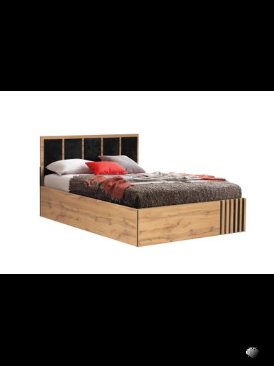 Либерти 51.26 Кровать универсальная (ортопед 5Н или подъемник) (дуб вотан / черный / ткань велюр монако черный) (без основания)