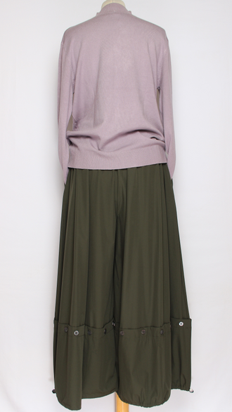 Брюки-юбка  "Широкие с клепками" хаки до р.54