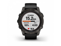 Умные часы Garmin Fenix 7 Pro Sapphire Solar титановый серый DLC с черным ремешком