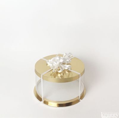 Коробка для торта JUST. Золото. Диаметр 25 см, Высота 13 см, Упаковка 10 штук