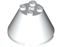 Cone 4 x 4 x 2 with Axle Hole, White (3943b / 394301 / 4204617 / 4288051 / 6108662)