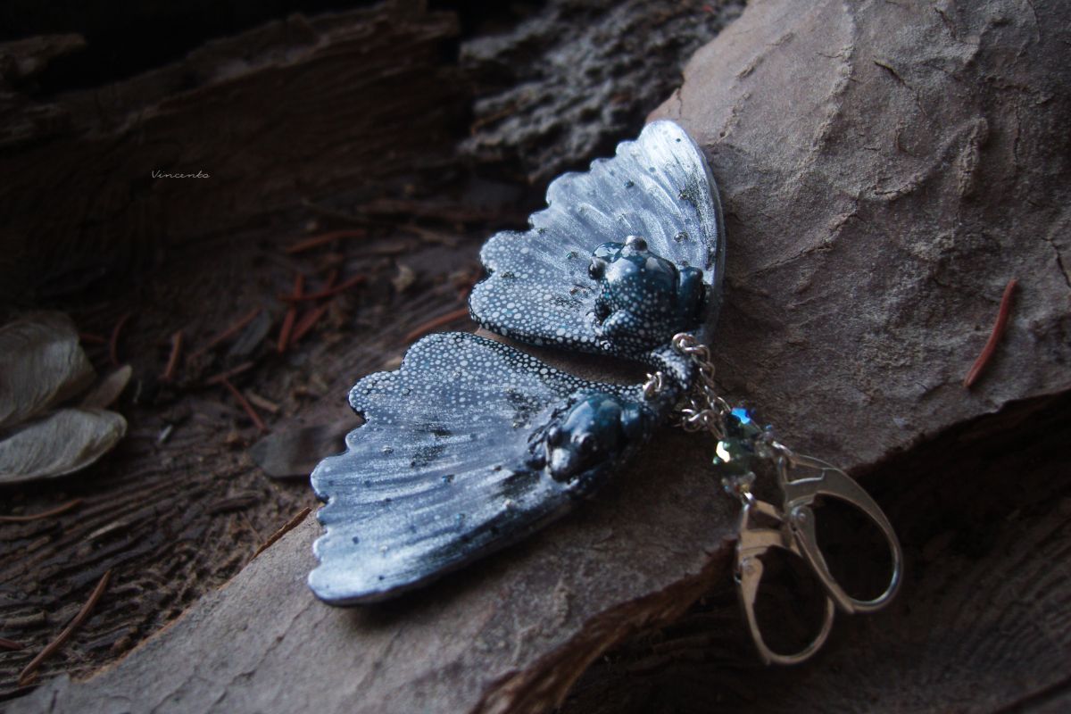 Необычные серьги в виде крыльев феи с лягушками, волшебное украшение Legenda Vincento