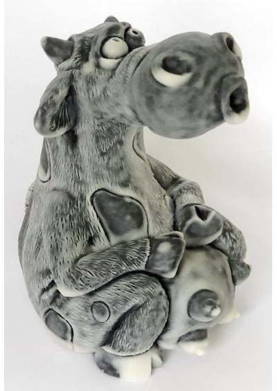 Корова сидит шарж, литьевой мрамор.ОПТ