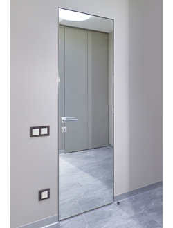 Дверь межкомнатная скрытая INS 4 Secret зеркало AL кромка черная (комплект) 42 мм