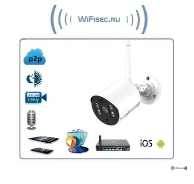 Комплект системы беспроводного видеонаблюдения, монитор 7" с NVR и 2 уличные видеокамеры с аудиоканалом, Full HD (Xmeye PRO)