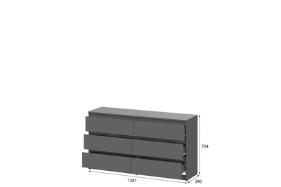 Денвер Комод с ящиками (1,38м) Графит серый