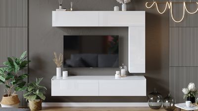 Композиция Гостиной Глосс 3Я Белый глянец/Стекло Белый глянец