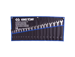 Набор комбинированных ключей, 6-24 мм, чехол из теторона, 18 предметов KING TONY 12D18MRN