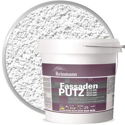 Штукатурка декоративная акриловая REINMANN FassadenPutz K30 Белая база Шуба 3 мм 25 кг