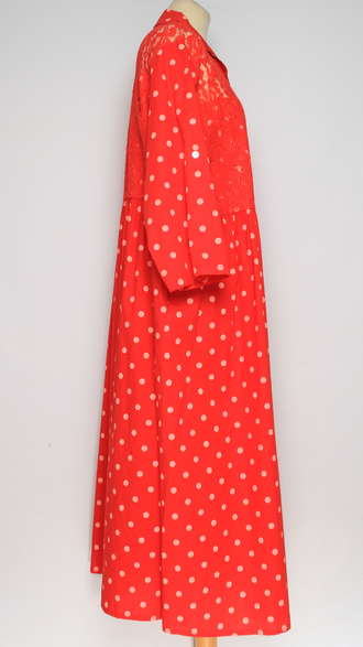 Платье - рубашка "КРУЖЕВО"  красное до р.52