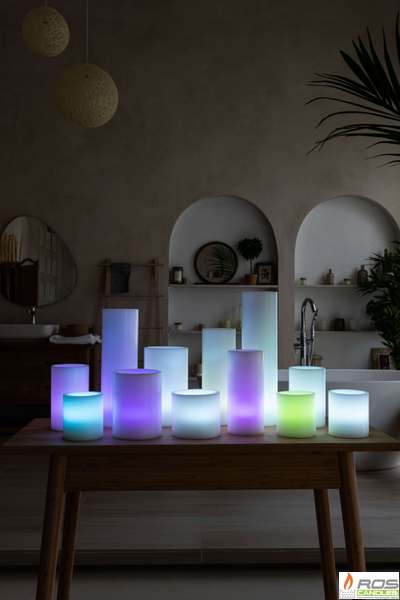 Большой набор LED свечей с парафиновыми плафонами, "Цветной"