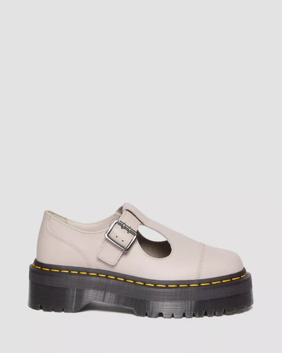 Dr Martens Bethan Pisa Leather Platform Mary Jane Vintage Taupe Pisa