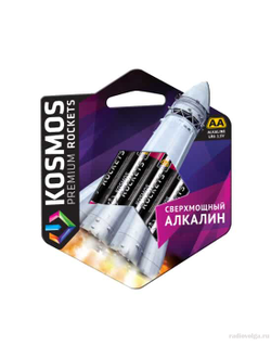Пальчиковая алкалиновая батарейка Космос AA 1.5V Premium Rockets Alkaline Battery [ по 4 шт ]