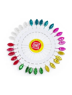 Булавка обметочная Листик цветной, 53 мм уп. 12 штук