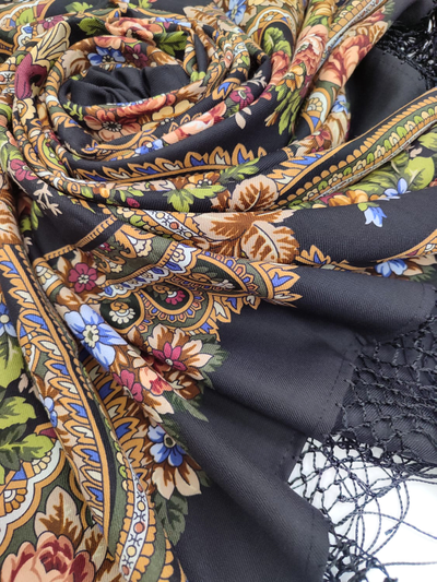 Павловопосадский платок Небесный 391-18