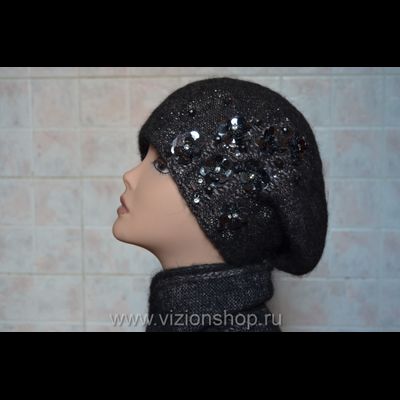 Вязаный комплект для женщин берет и шарф осень - зима 2017 - 2018  Vizio Италия 5800 коричневый