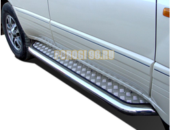 Пороги  с накладным листом d76 для Lexus LX 470 (1998-2007)