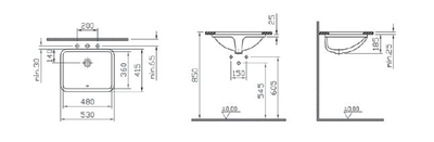 Раковина  встраиваемая снизу VitrA S50, 48 см, цвет белый, 5339B003-0012