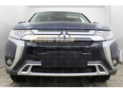 Защита радиатора Mitsubishi Outlander III 2018- (3 части) black PREMIUM