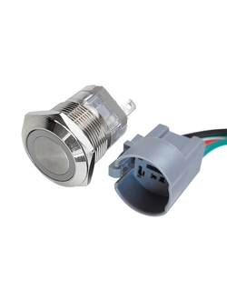 Кнопка с подсветкой, 22 мм, 12 В, 18А, без фиксации