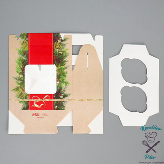 Коробочка для кексов «Хвоя и шишки», 16 × 10 × 8 см