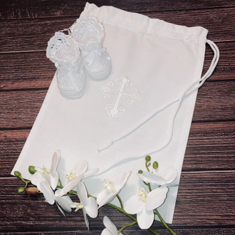 Тёплая крестильная рубашка  для девочки "Традиция": распашная спереди, размеры от рождения до 2 лет, можно вышить любое имя