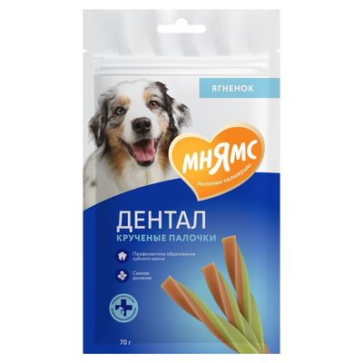Лакомство Мнямс DENTAL для собак "Крученые палочки" с ягненком и мятой, 70 г