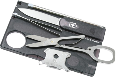 Швейцарская карточка VICTORINOX SwissCard Lite, 13 функций, полупрозрачная чёрная 0.7333.T3