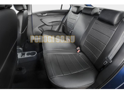 Авточехлы задняя спинка 40/60, рисунок Строчка для Volkswagen Polo VI лифтбек (комплектации без заднего подлокотника) 2020-