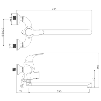 Смеситель для ванны Swan LM5451BG