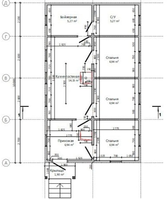 Одноэтажный каркасный дом с тремя спальнями 53м² (SK17)